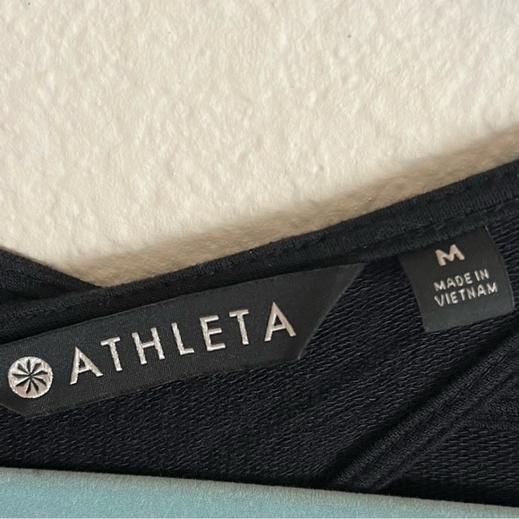 Athleta Nirvana Go To Long Sleeve Cross Back Super Soft Sweatshirt Dress, blk, M - Picture 2 of 12